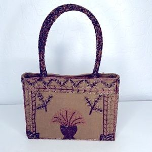 Vintage Summer Tompkins beaded Autumn leaves square purse